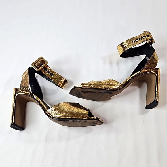 Topshop Gold Strappy Womens Sandals Heels Size 37 - Picture 7 of 7